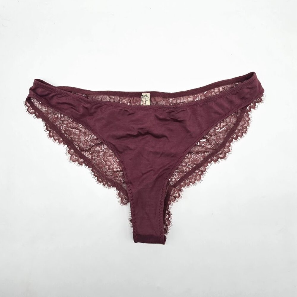 Free People Lace Bikini Panties Large Burgundy